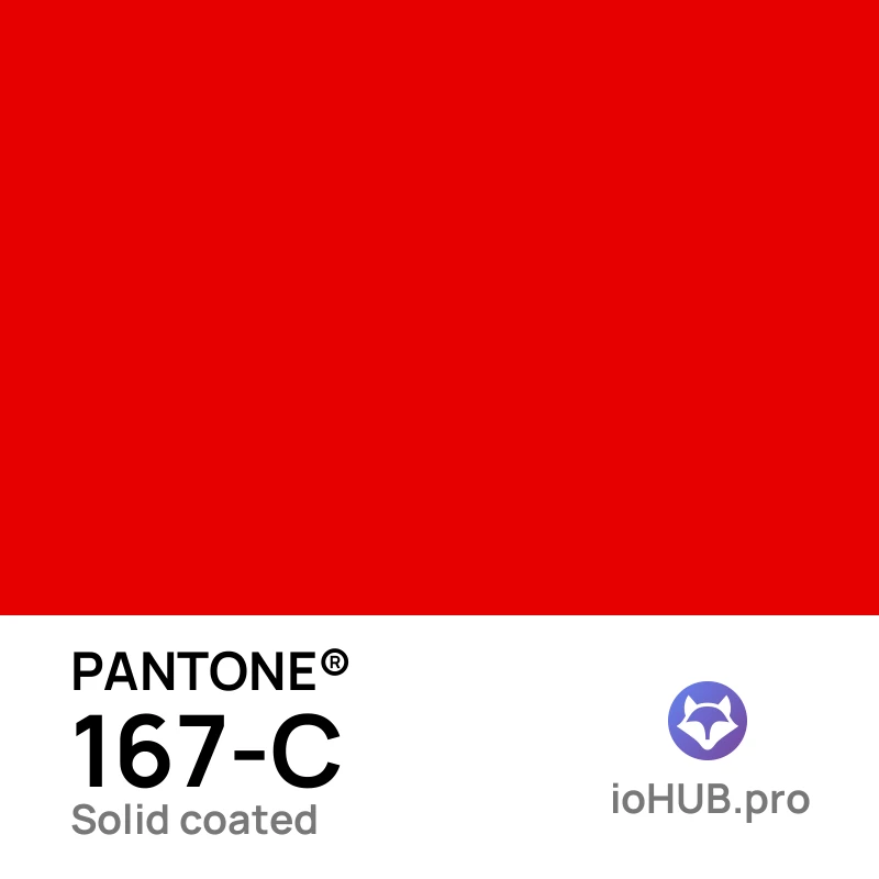 PANTONE 167-c Solid Coated Pure Red | ioHUB - Herramientas Online