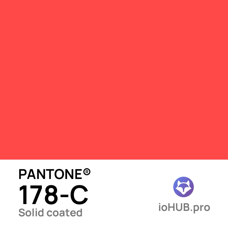 PANTONE 178-c Solid Coated Bright Red | ioHUB - Herramientas Online